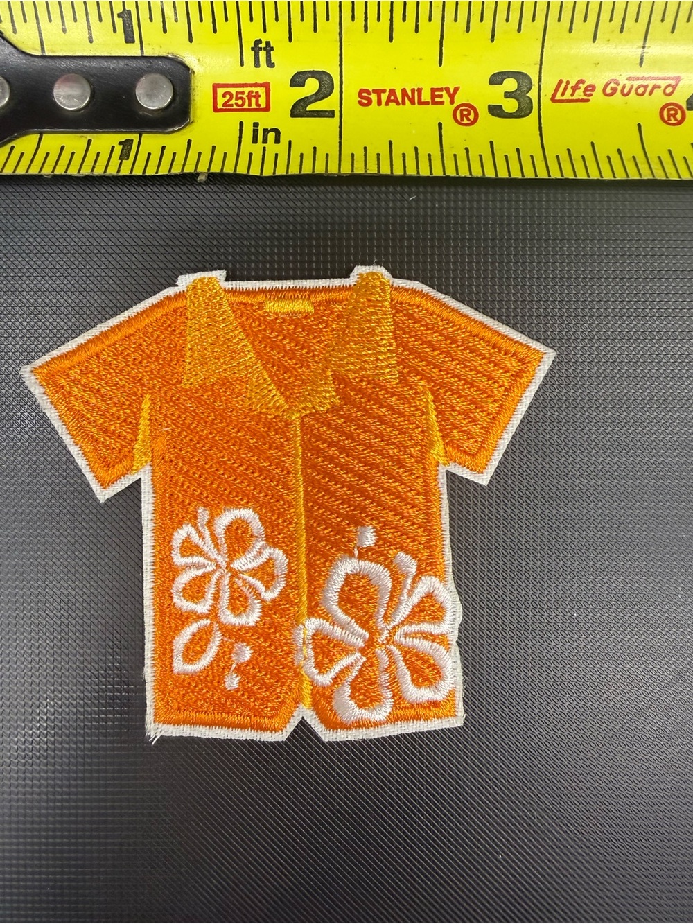 Men's Orange Short-Sleeve Button Down Patch Shirt - Unbranded